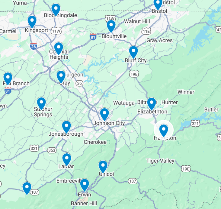 Certified Mobile RV Care Service Area in Tri-Cities, East Tennessee